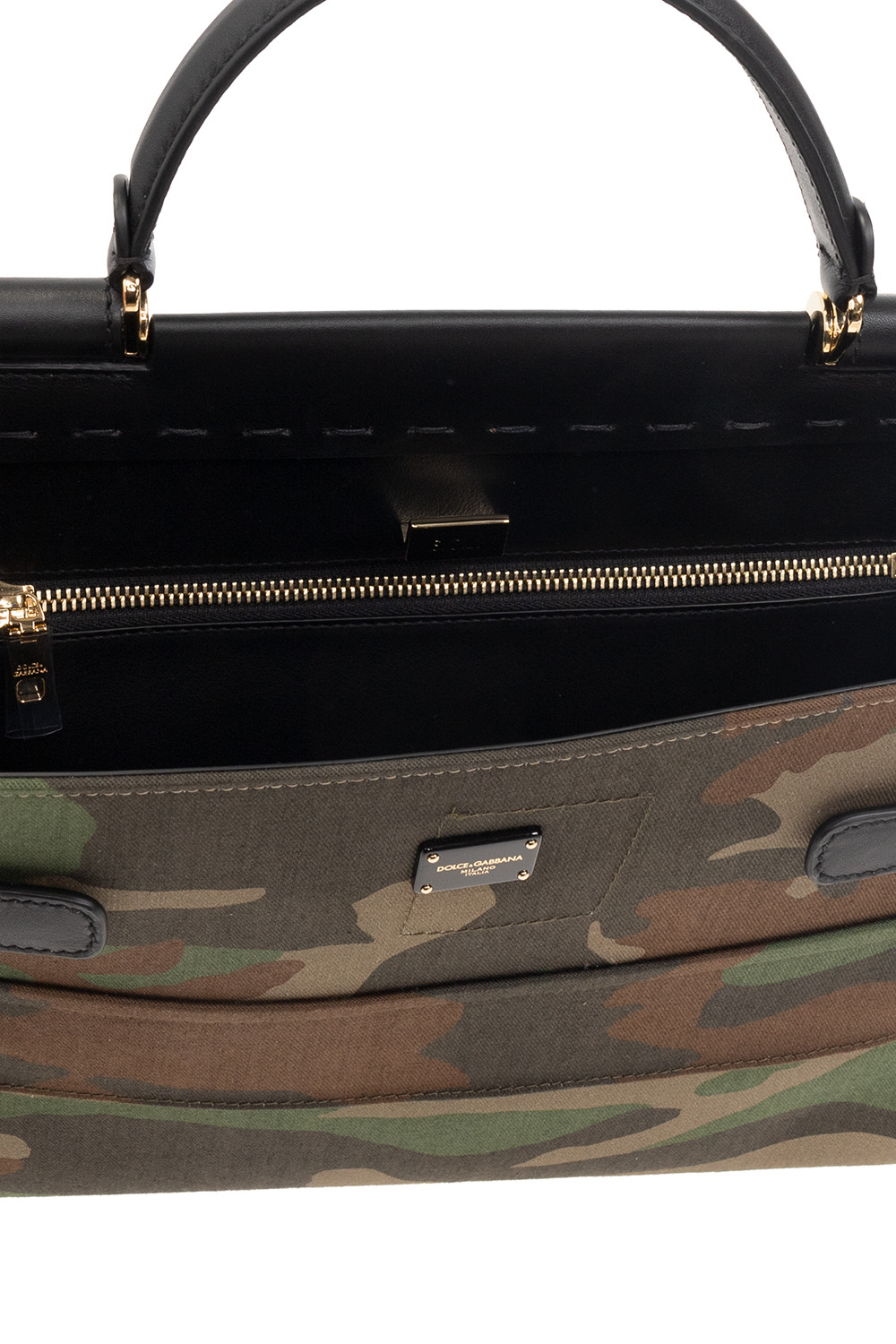 Dolce & Gabbana Large Sicily 62 Camouflage-print Tote In Black