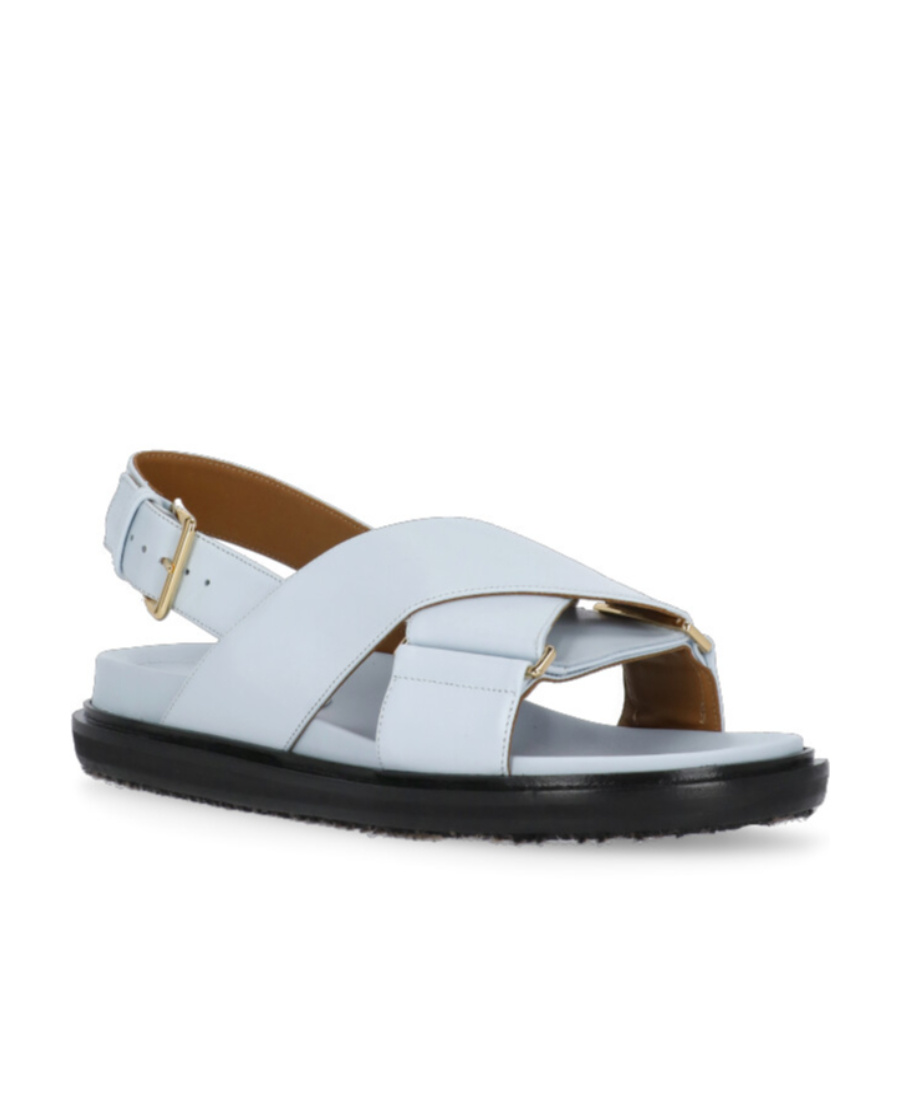 Marni Leather Fussbett Sandals In White
