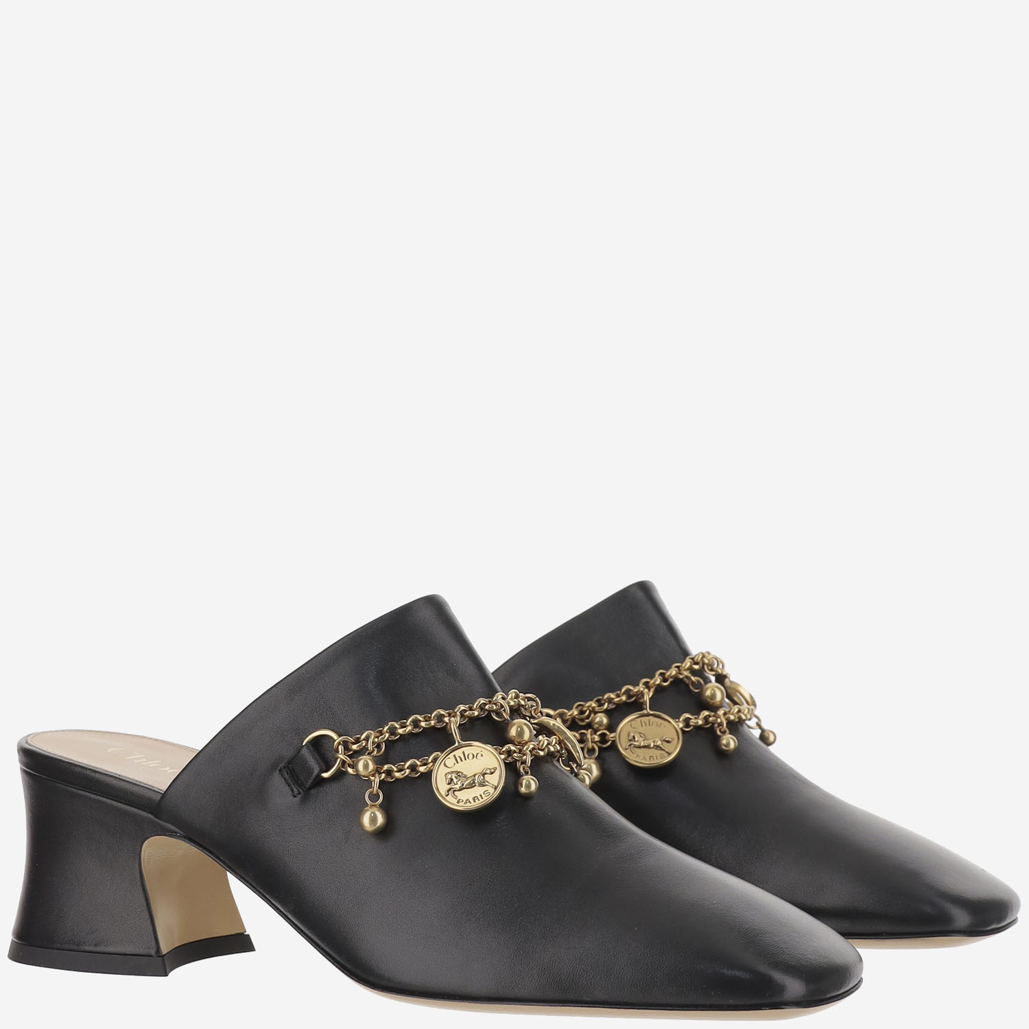 Chloé Charms High-heeled Mules In Black