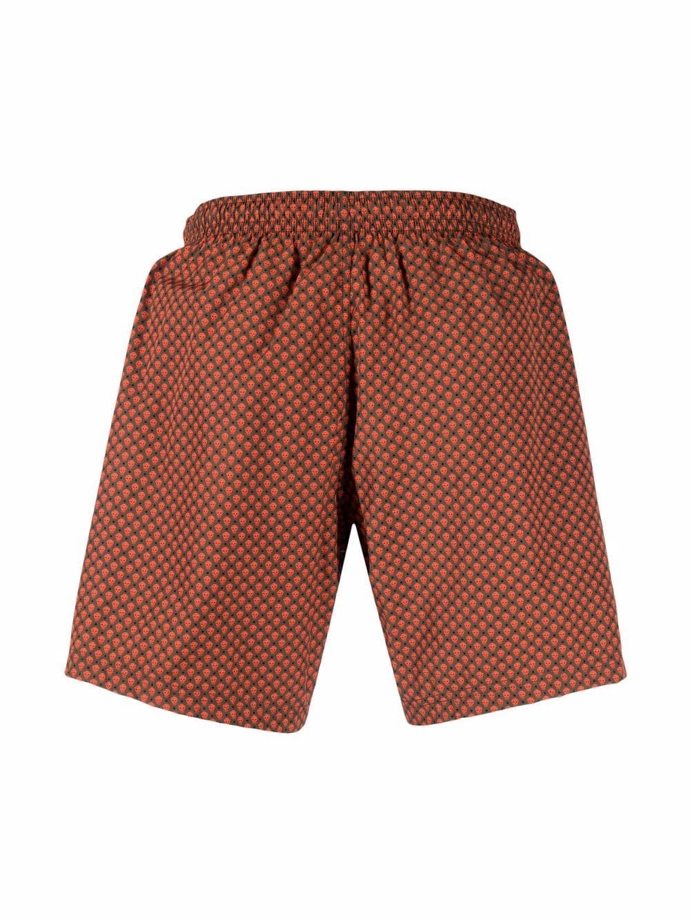 Alexander Mcqueen Skull Pattern Swim Shorts In Brown