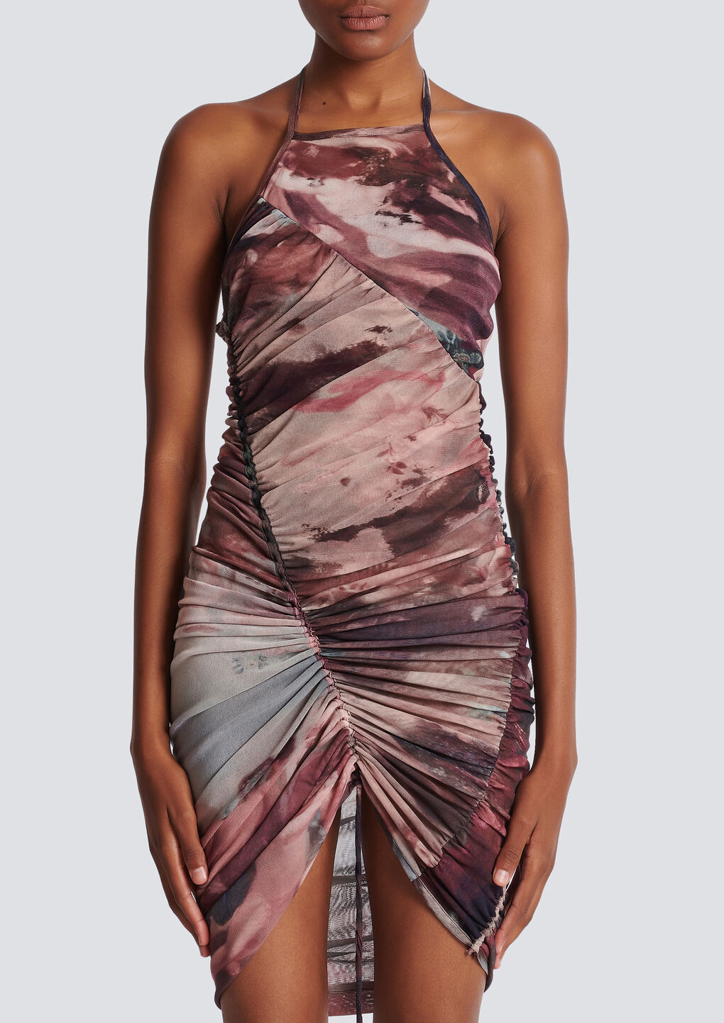 Balmain Pastel-print Tulle Dress In Multicolor
