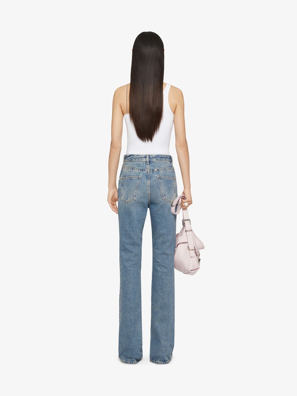 Givenchy Boot Cut Pants In Denim With Chain Details In Blue