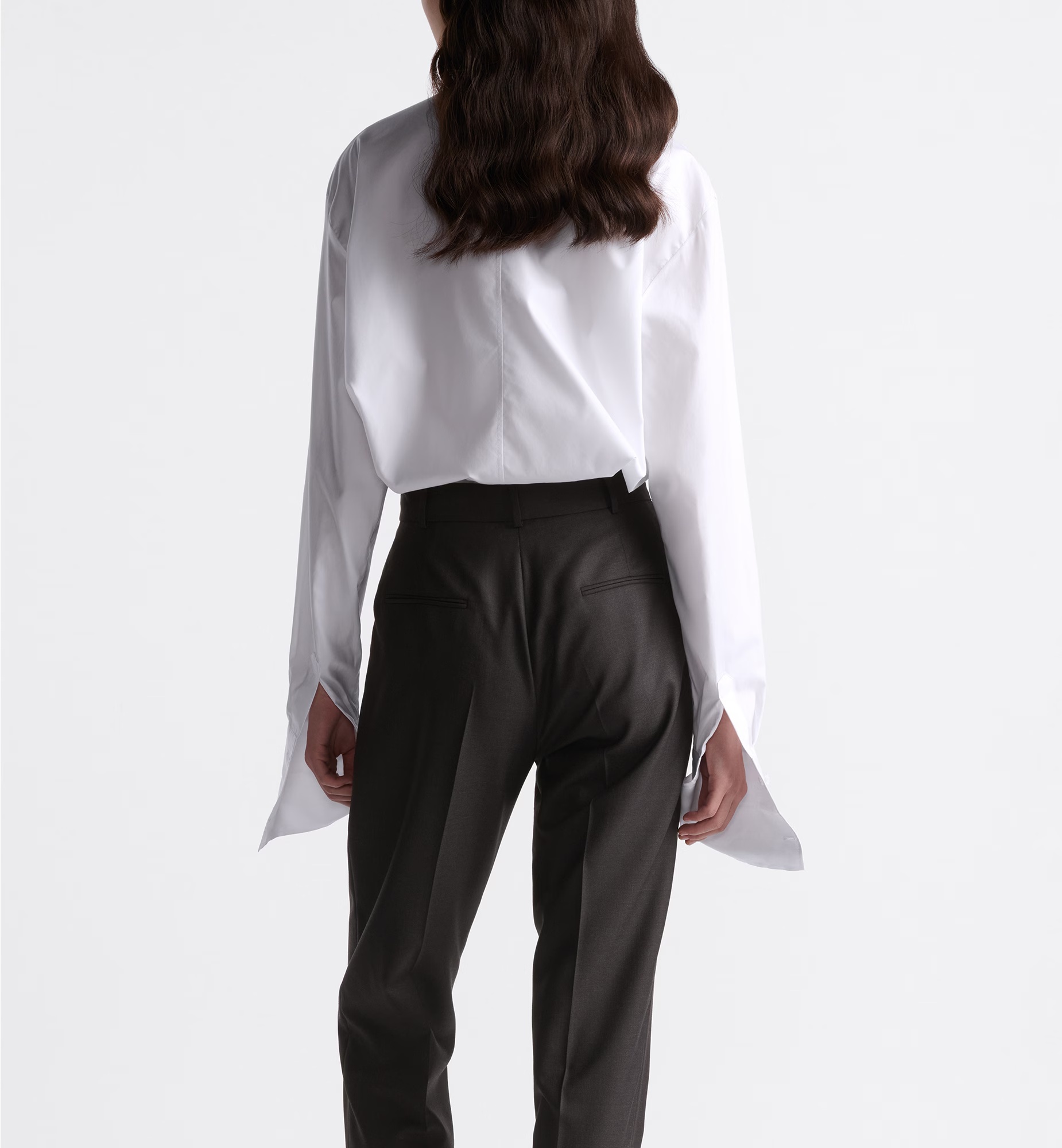 Dior Wide Bow Tie Long-sleeved Shirt In White