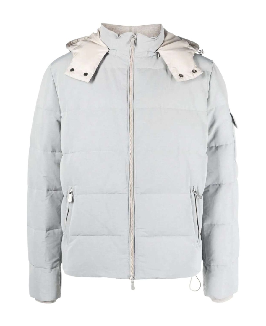 Eleventy Hooded Zip-up Padded Jacket In White