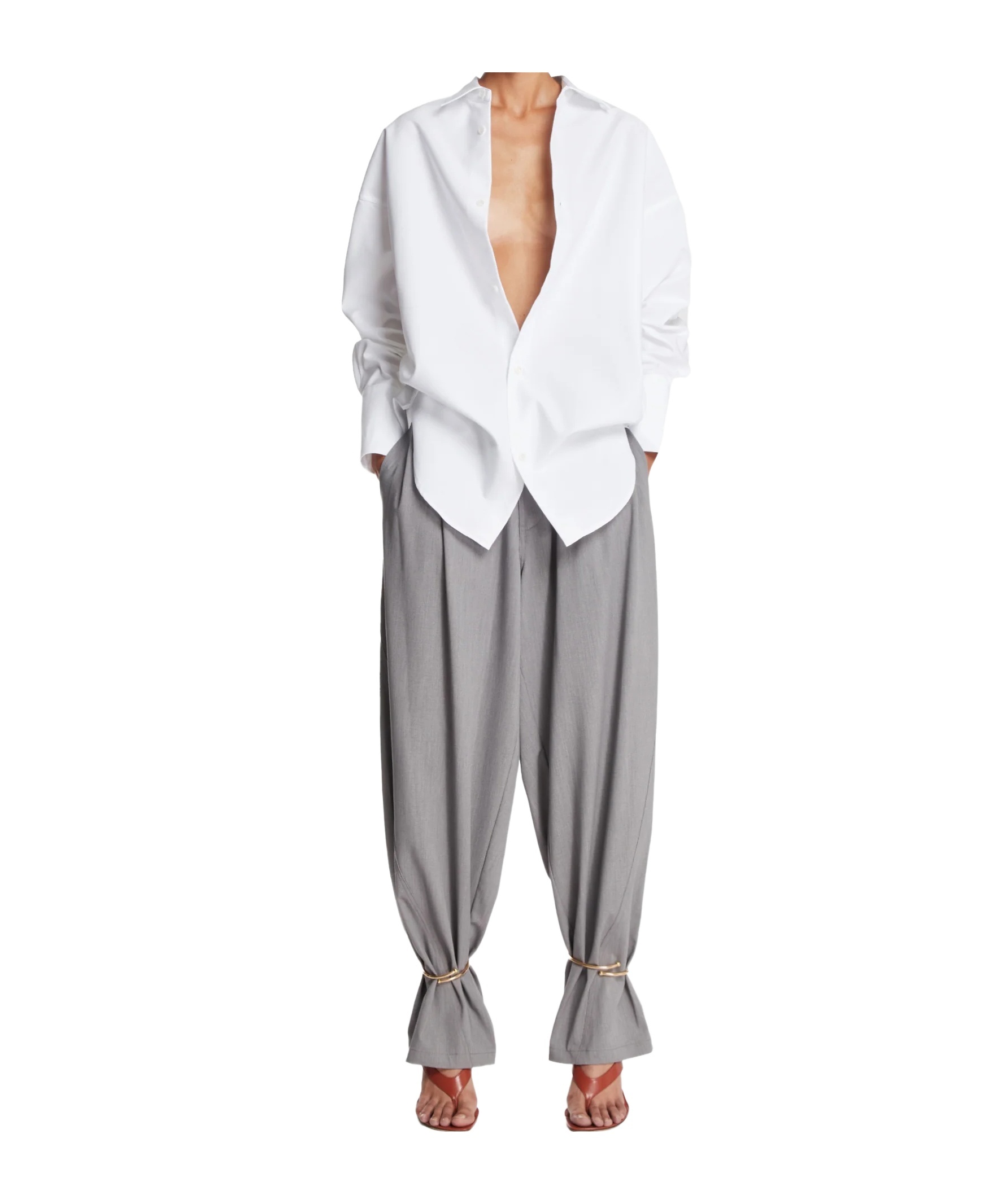 Darkpark Long-sleeve Curved-hem Shirt In Gray