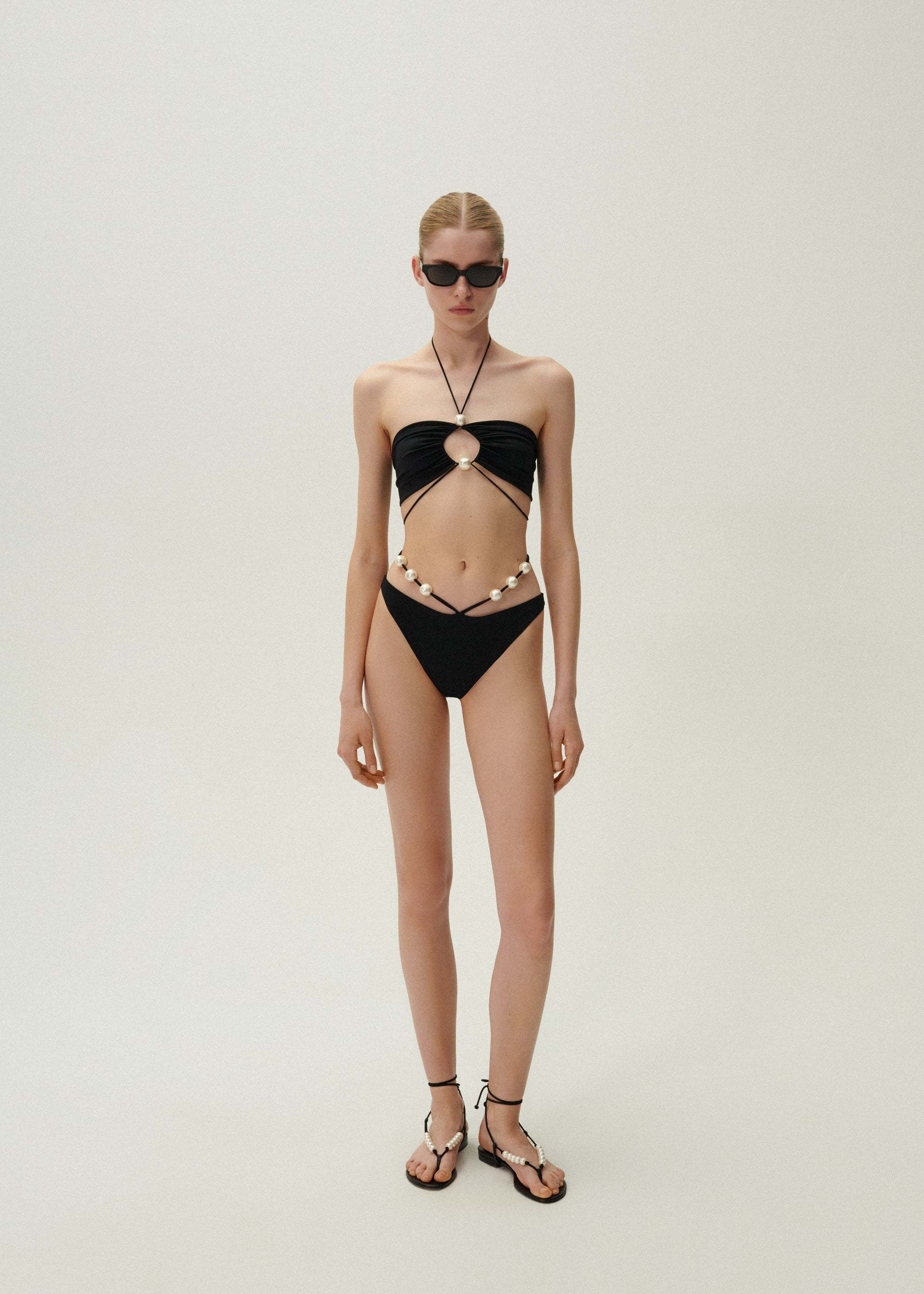 Magda Butrym Jersey Halter Bikini Top In Black