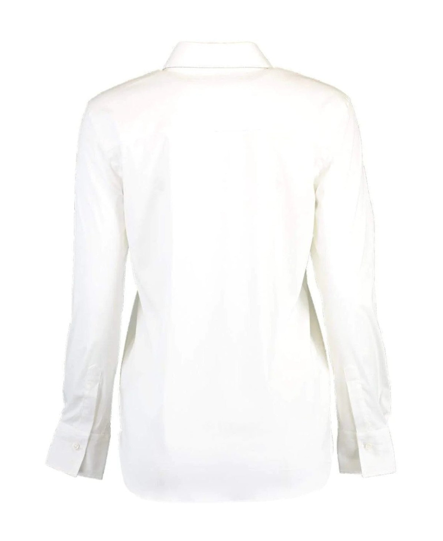 Brunello Cucinelli Women's Point Collar Curved Hem Shirt In White