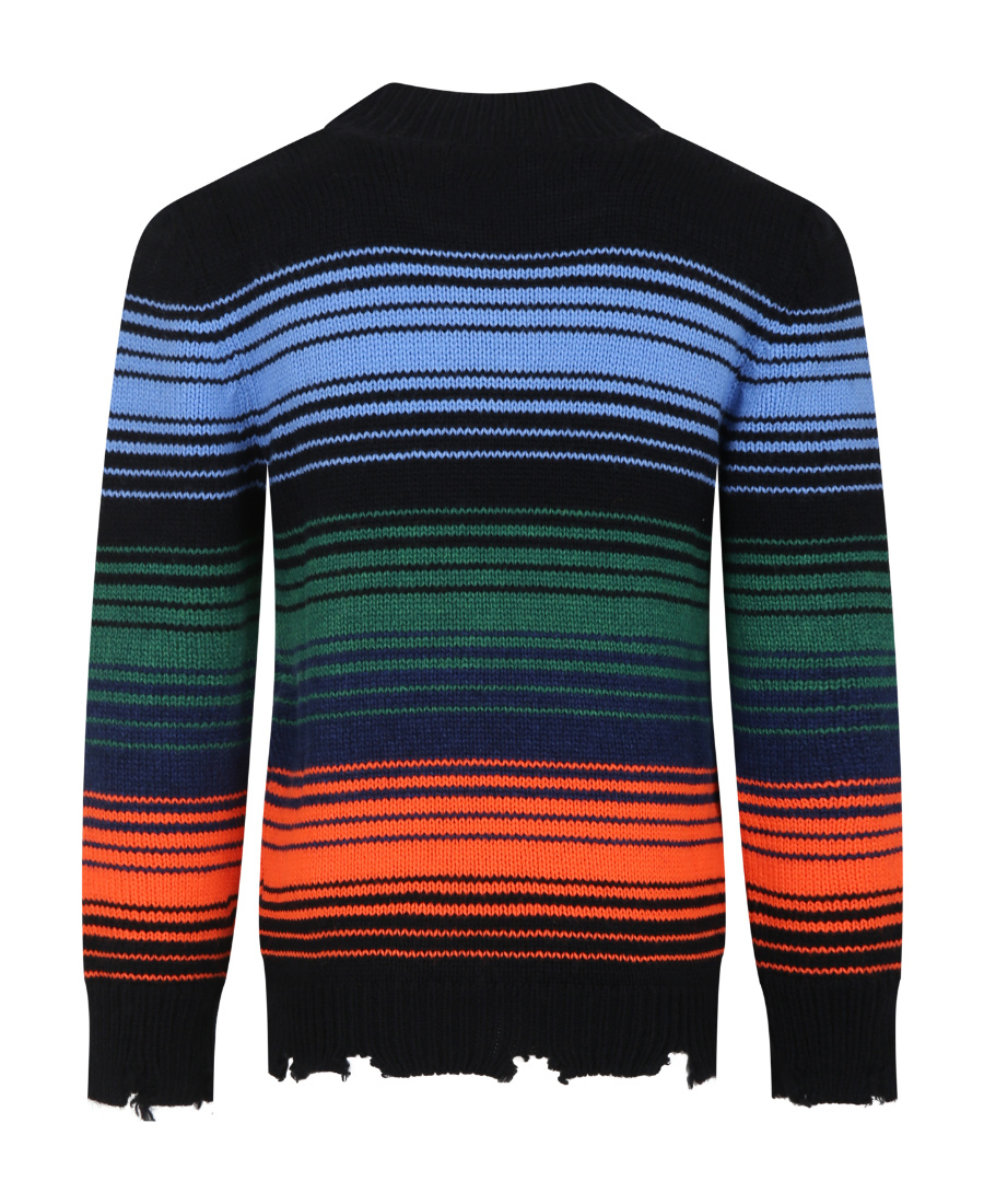 Shop Msgm Logo-embroidered Raw-cut Edge Jumper In Black