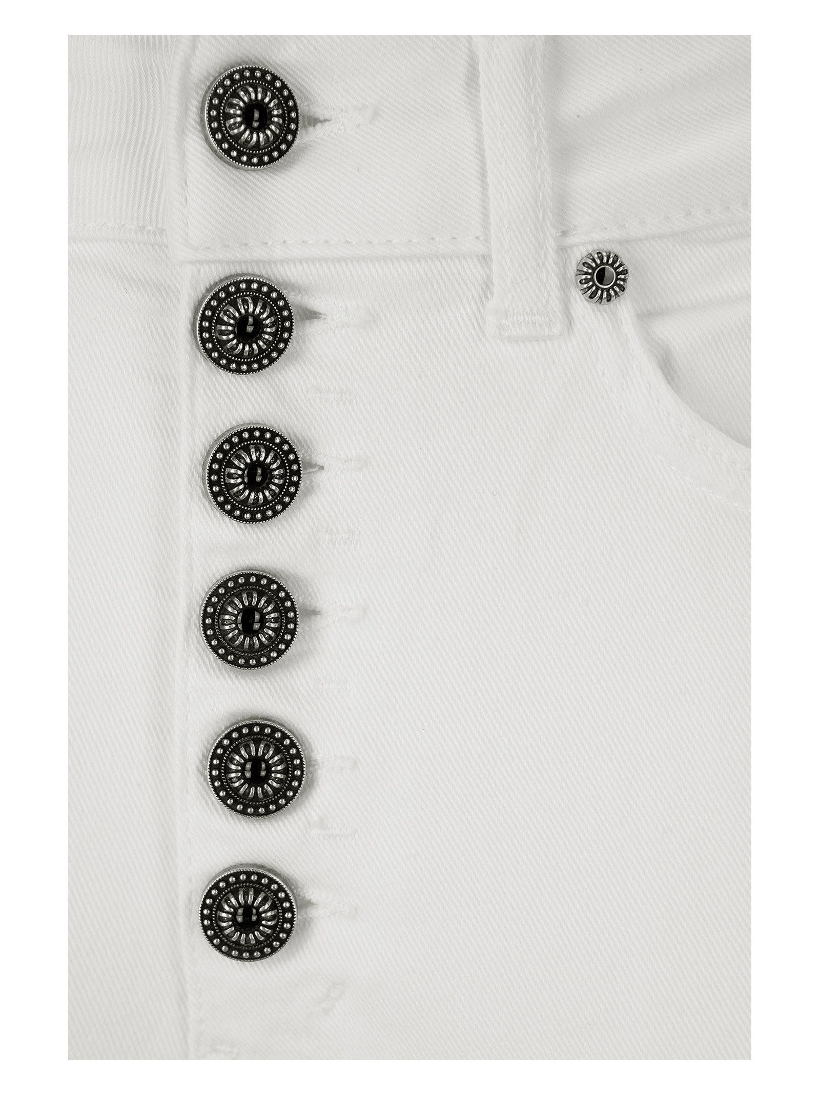 Dondup Cropped Cotton-blend Denim Jeans With Button Detailing In White