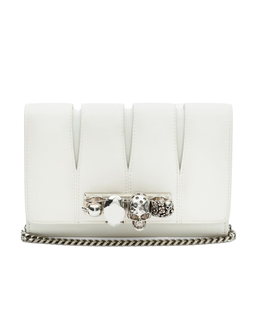 Alexander Mcqueen The Slash Leather Crossbody Bag In White