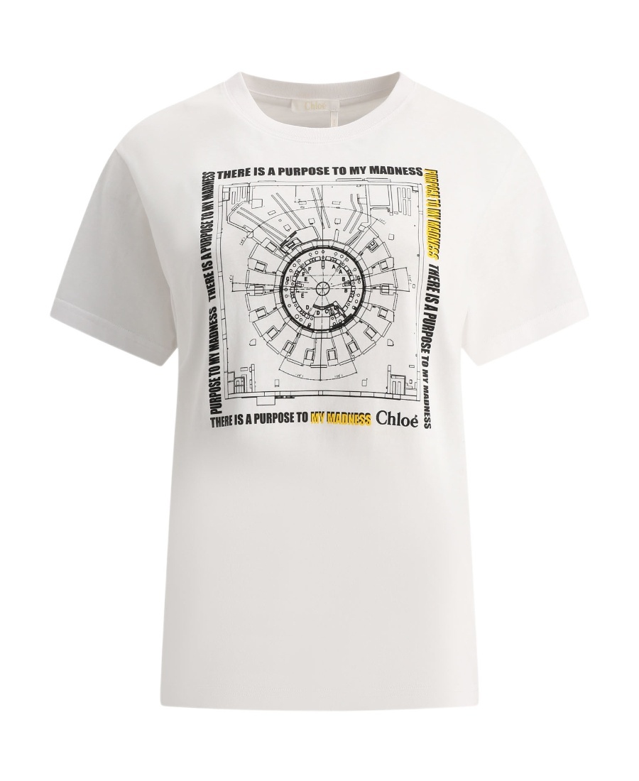 Chloé Short-sleeved Round Collar T-shirt In White