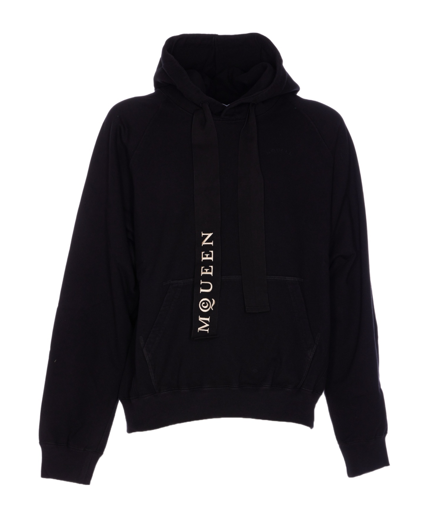 Alexander Mcqueen Hoodie With Drawstring Hood And Kangaroo Pocket In Black