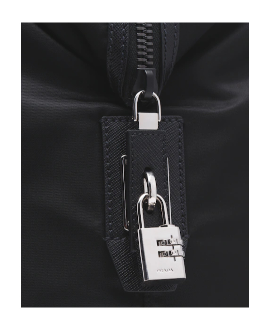 Prada Re-nylon And Saffiano Leather Duffle Bag In Black