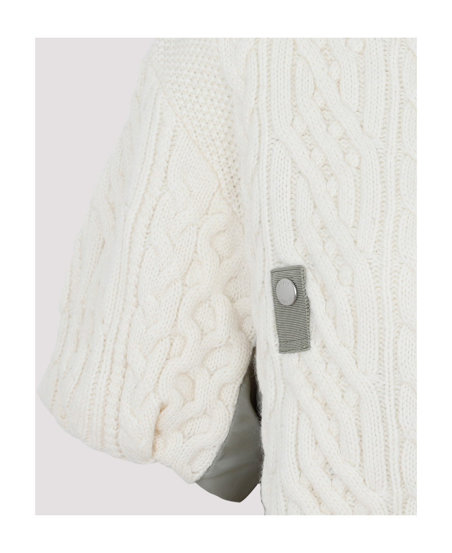 SACAI SHORT-SLEEVED PANELLED KNITTED TOP
