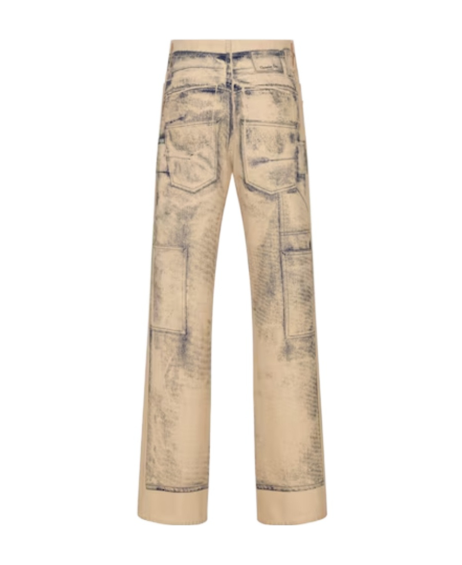 Dior Tooling Effect Printed Jeans In Nude