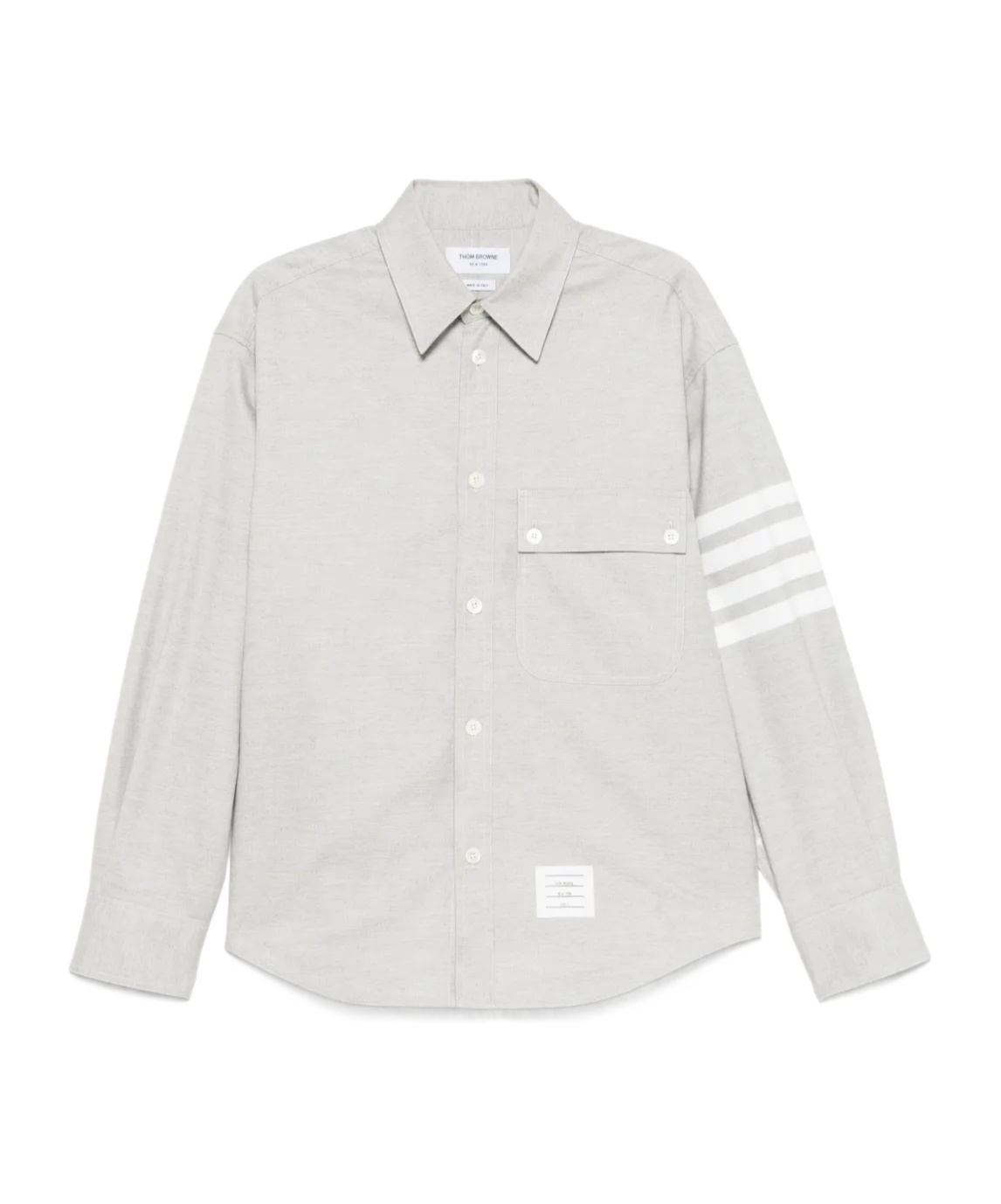Thom Browne Oversized Cotton Shirt Contrast Stitching In Gray