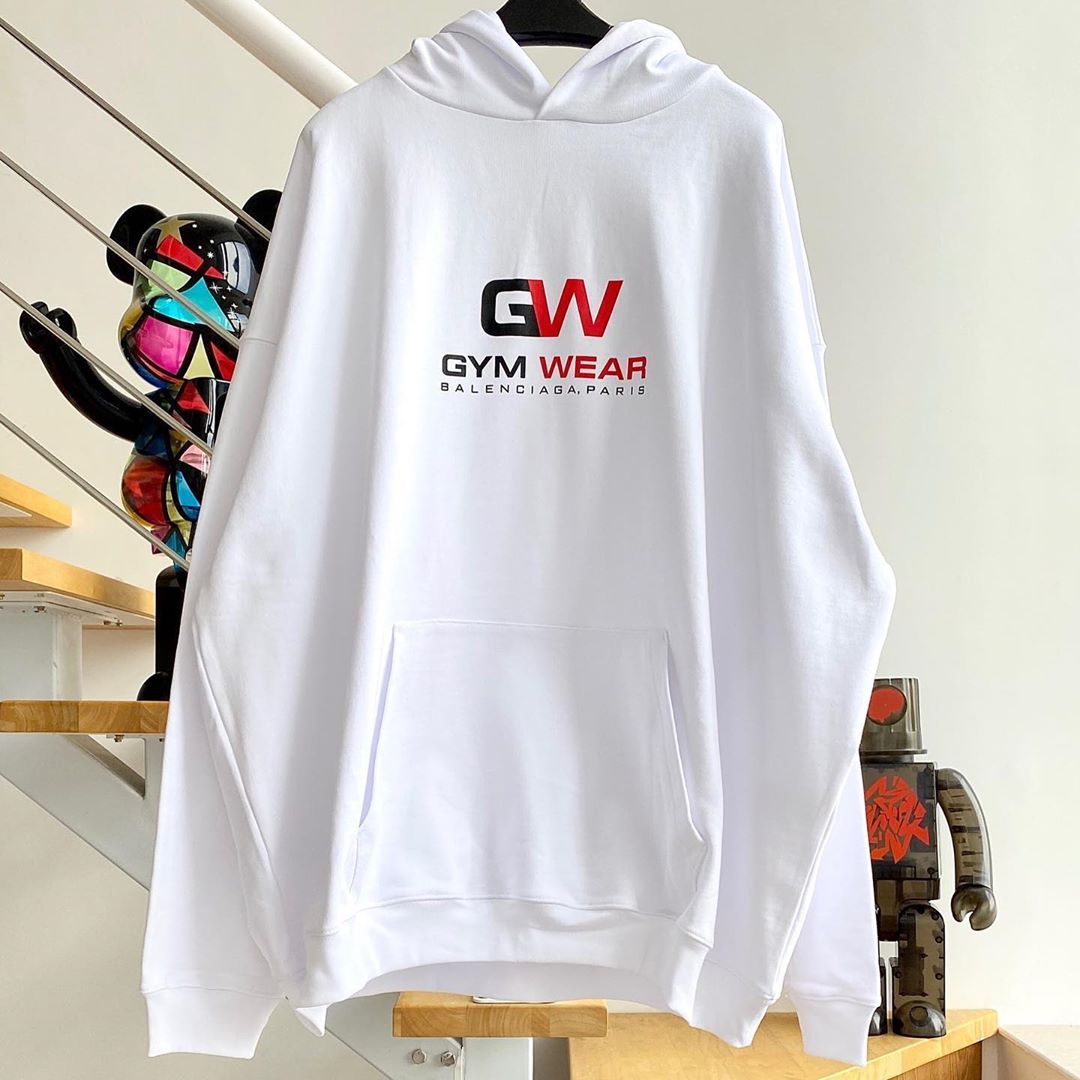 Balenciaga Printed Hooded Sweater In White