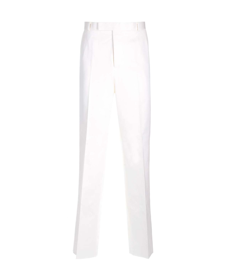 Shop Thom Browne Straight-leg Cotton Tousers In White