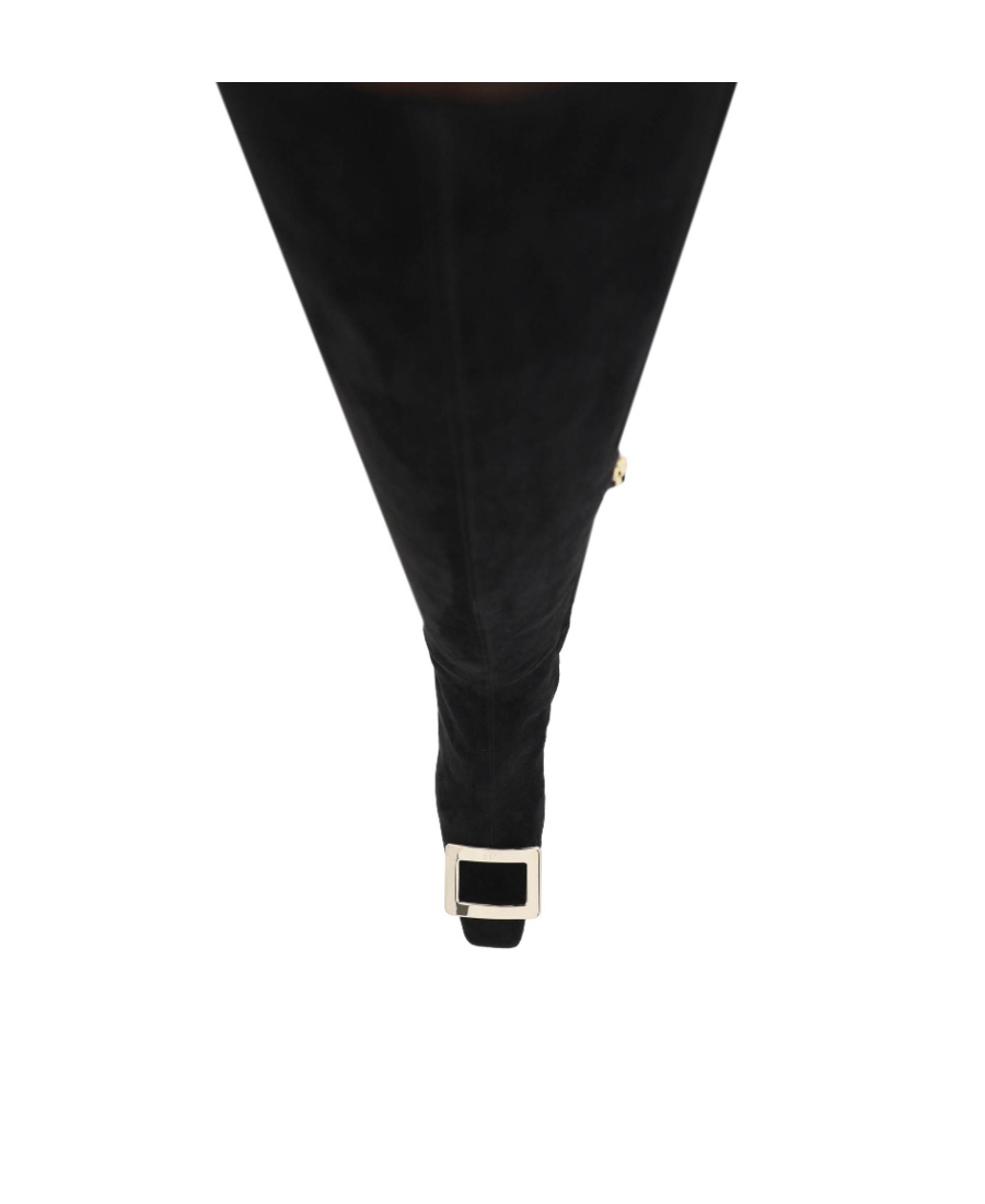 Roger Vivier Buckle-detailed Square-toe Boots In Black