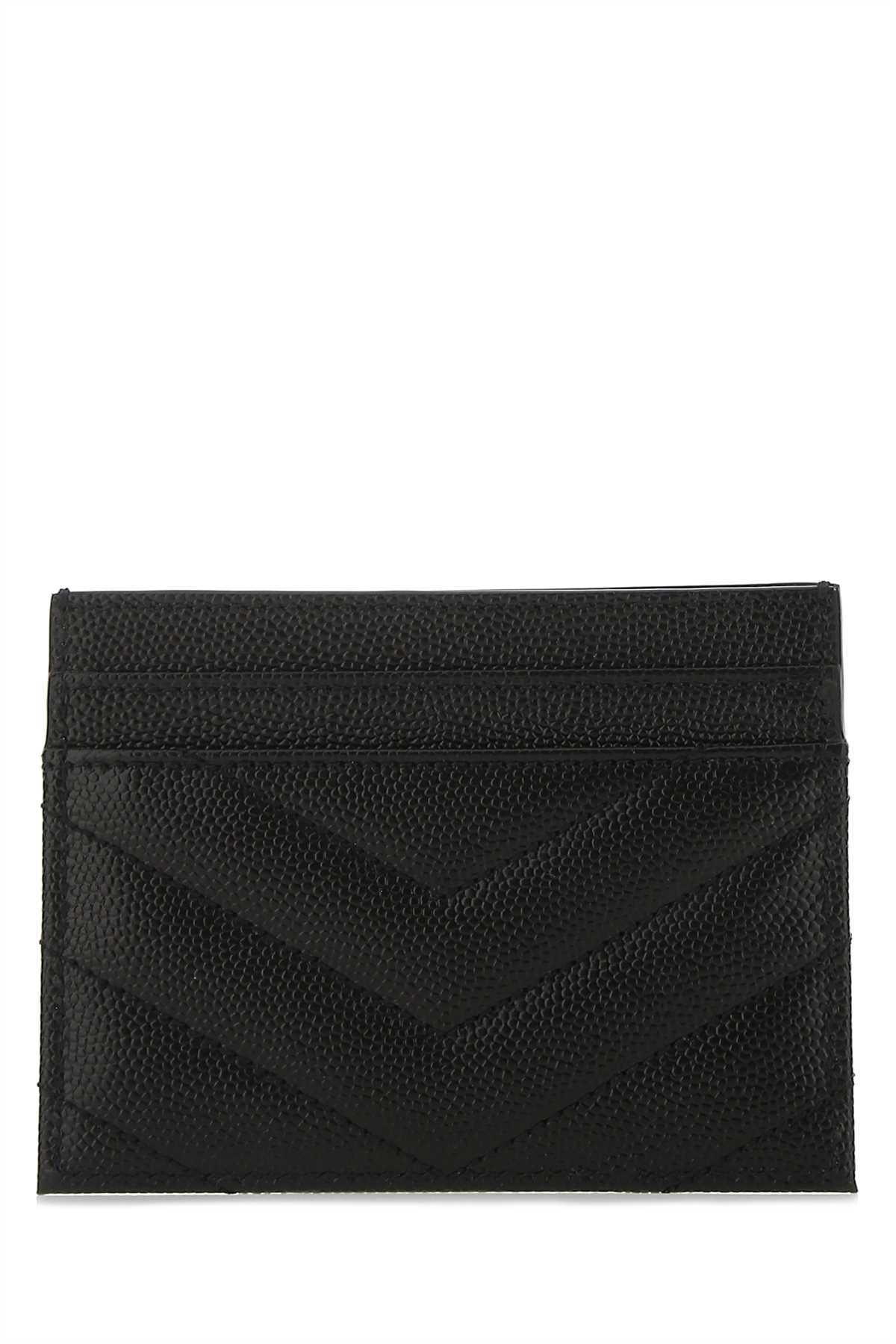 Saint Laurent Monogram Grained-leather Cardholder In Black