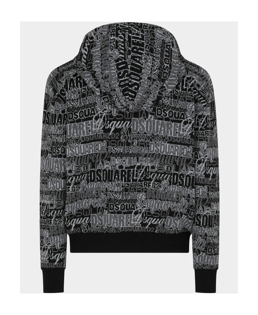 Dsquared2 Intarsia-knit Drawstring Hoodie In Black