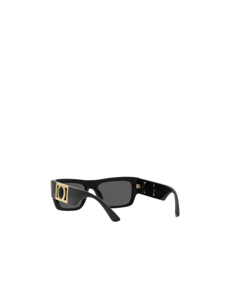 Versace Logo-plaque Rectangle-frame Sunglasses In Black