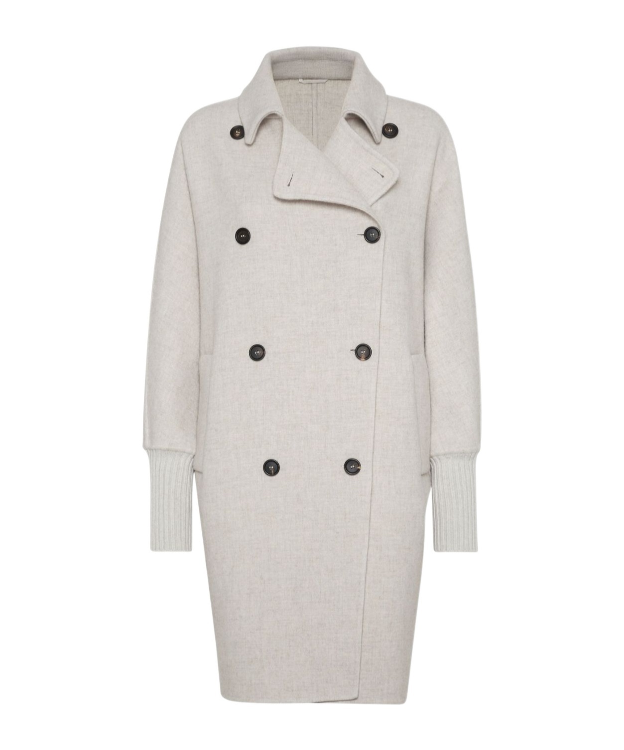 Brunello Cucinelli Women's Cashmere Blend Coat With Batwing Sleeves In White