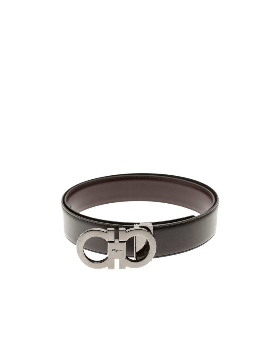 Ferragamo Double-sided Horse Collar Buckle Belt In Black