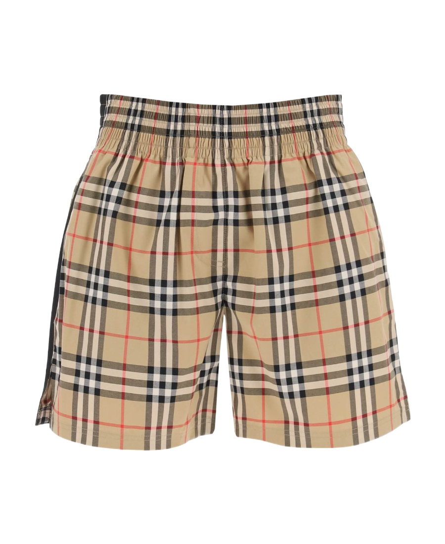 Shop Burberry Vintage Check Side-stripe Shorts In Nude