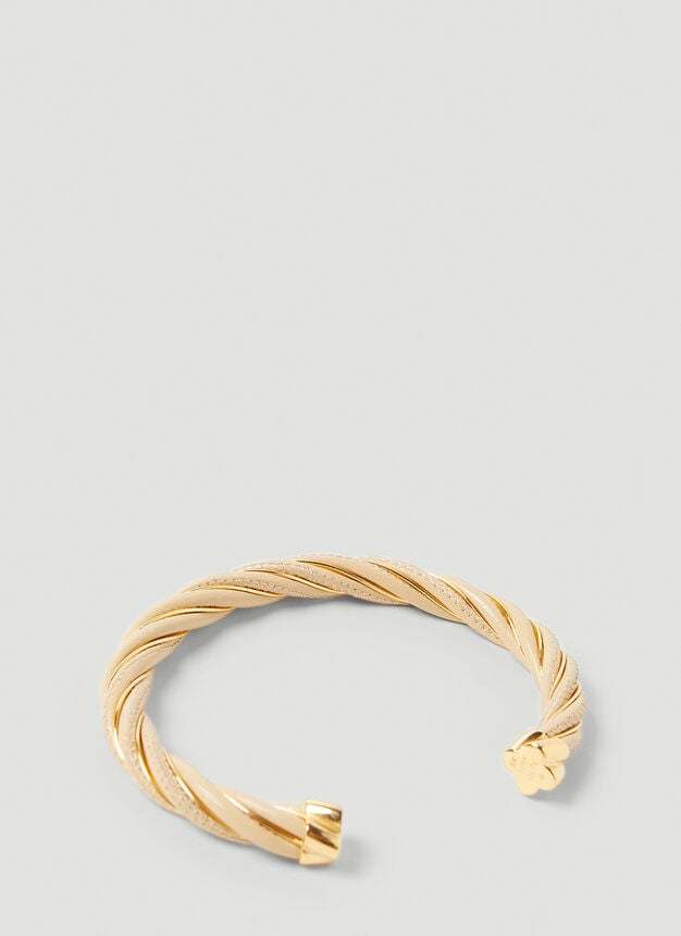 Bottega Veneta Twist Leather Cuff Bracelet In Yellow