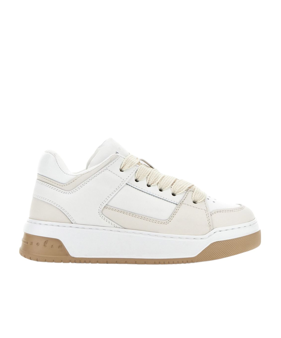 Hogan White Calf Leather Panelled Sneakers In White