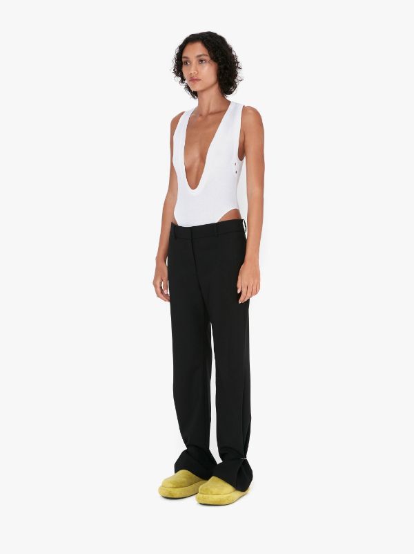 Jw Anderson Low Scoop-neck Bodysuit In White