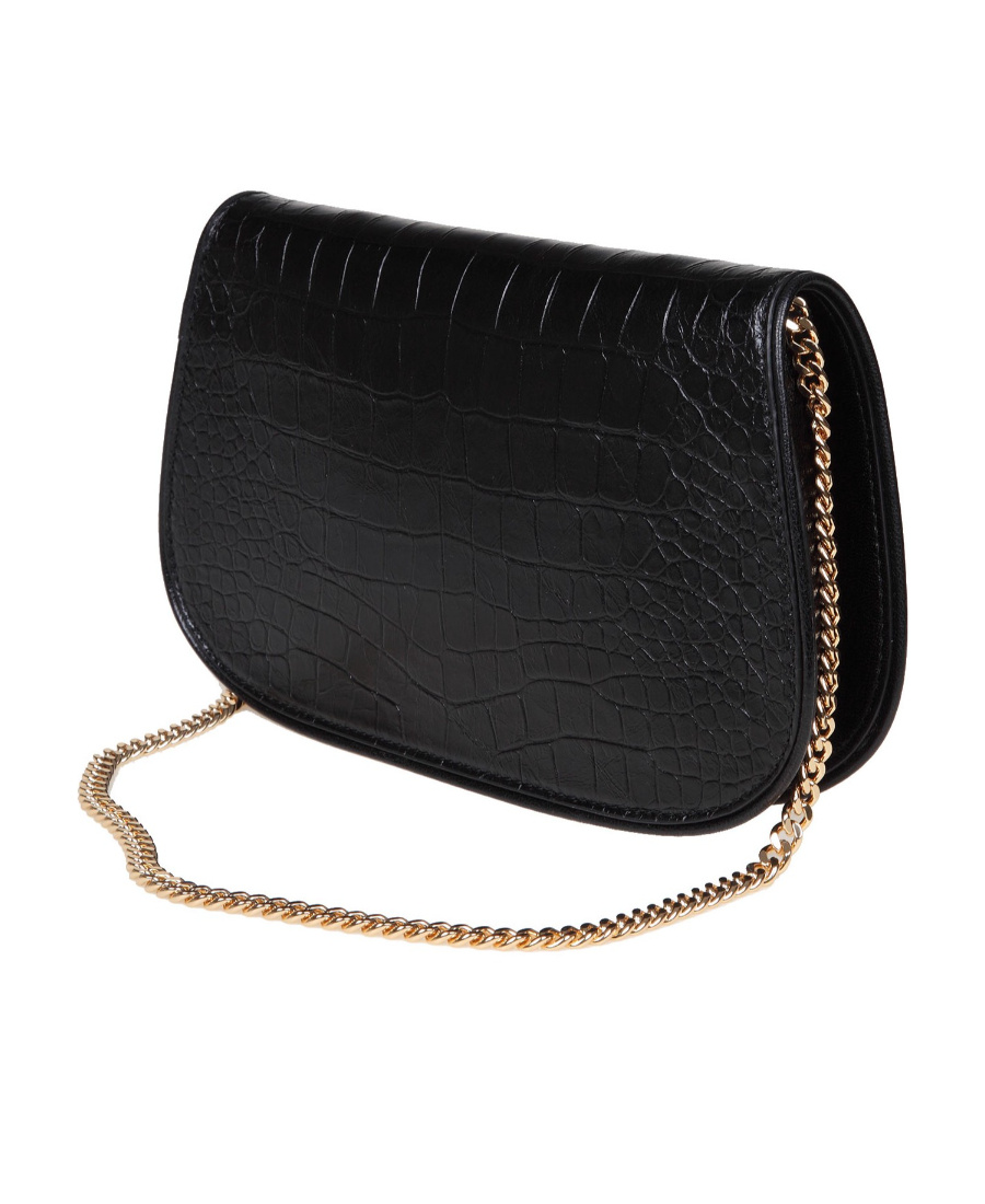 Tory Burch Reva Crocodile-effect Crossbody Bag In Black