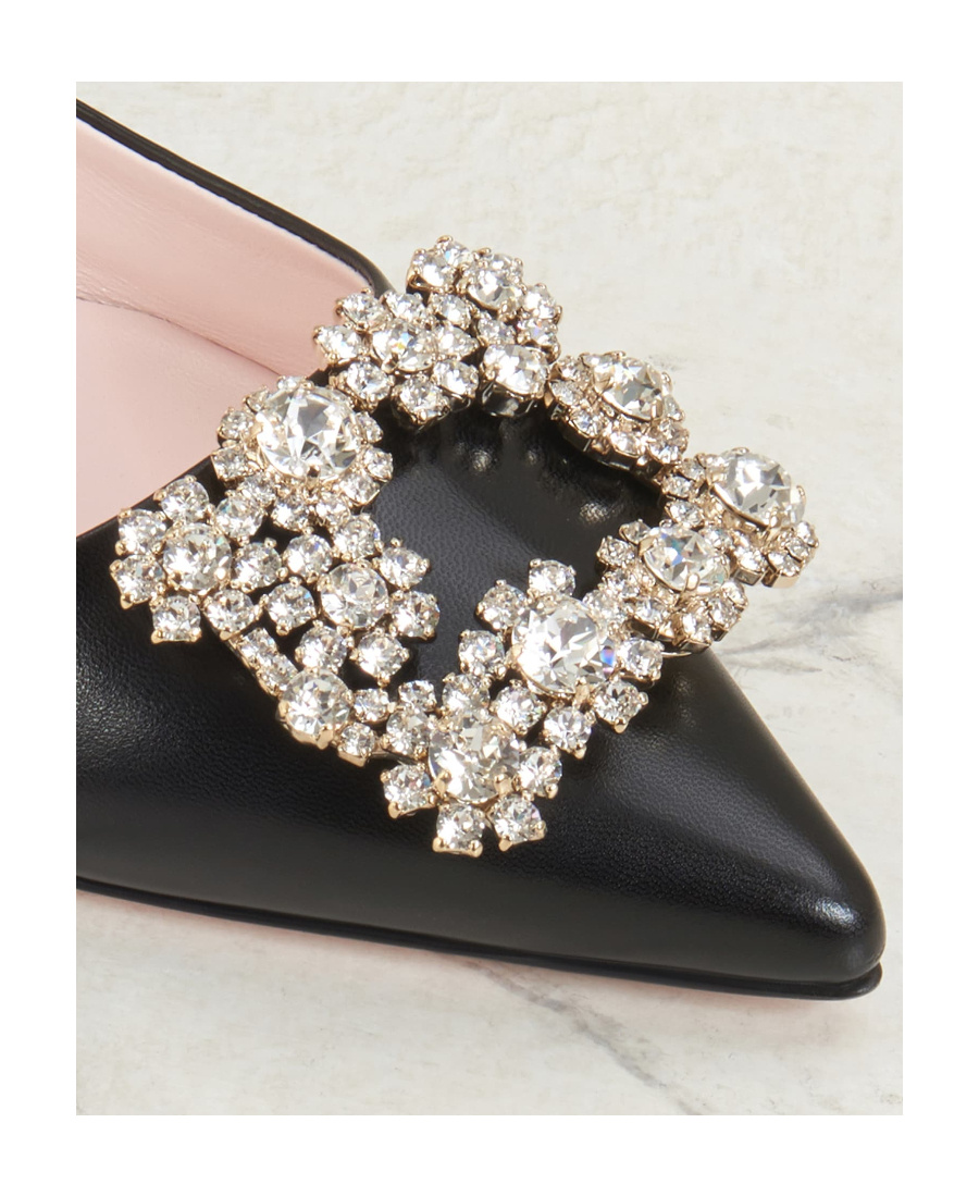 Roger Vivier Floral Diamond Ballet Shoes In Black