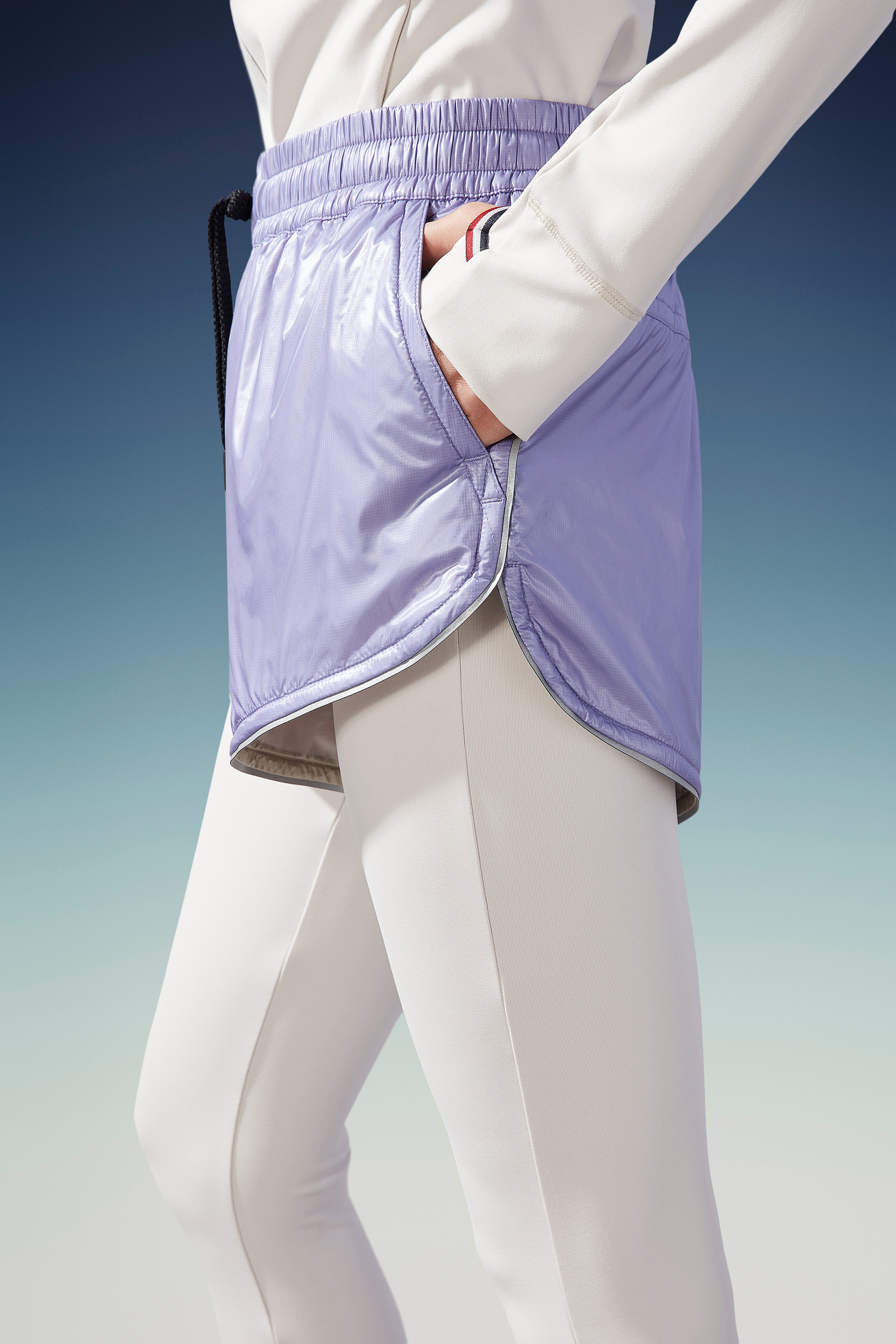 Moncler Polartec® Insulated Nylon Ripstop Shorts In Purple