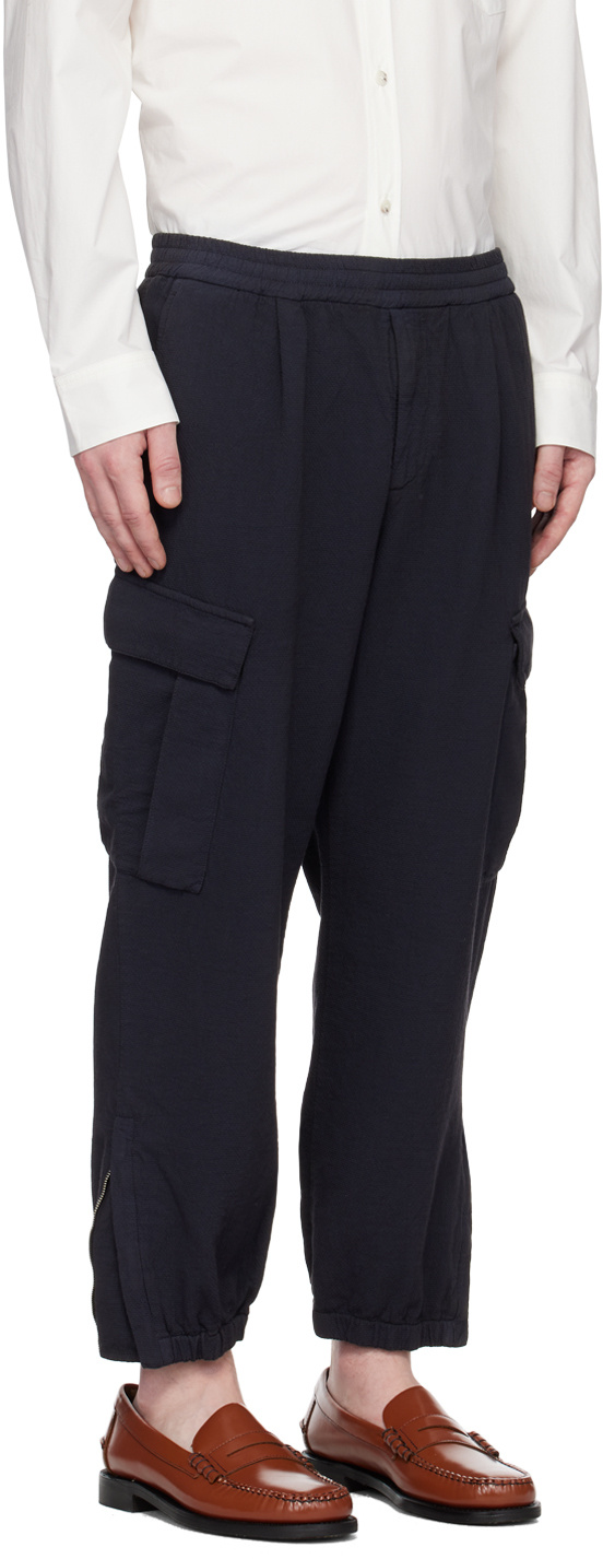 Barena Venezia Navy Rambagio Crespon Trousers In Black