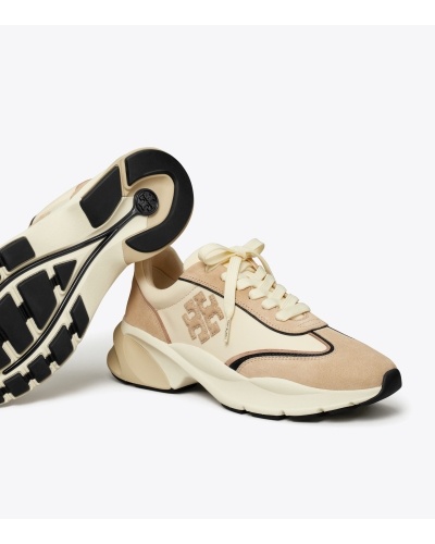 Tory Burch Logo Sneakers In Nude