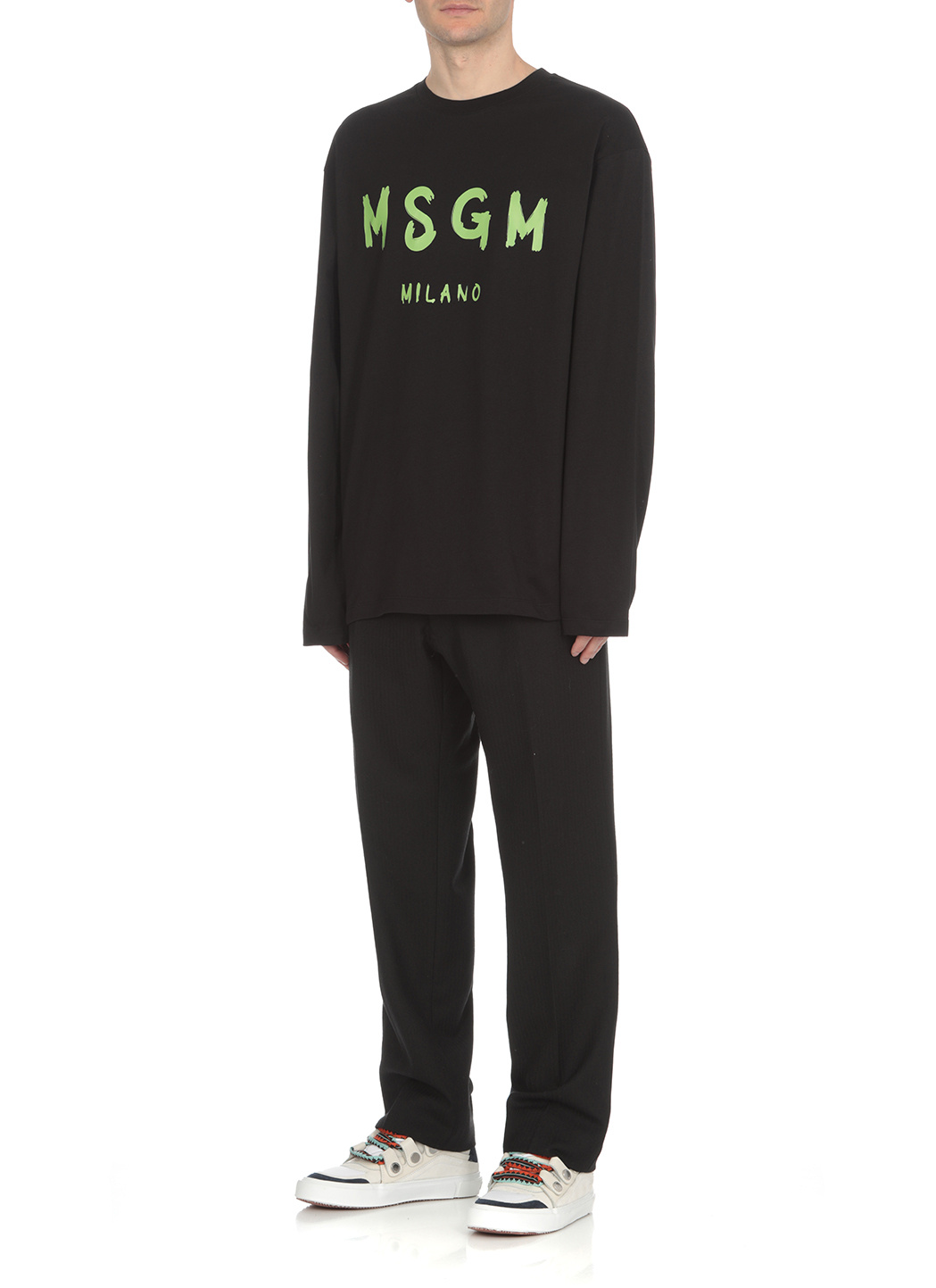 Msgm Front Logo T-shirt In Black