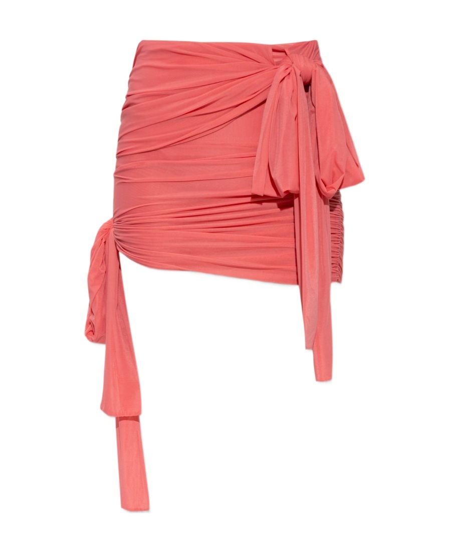 Blumarine Ruched Detailed Asymmetric Mini Skirt In Red