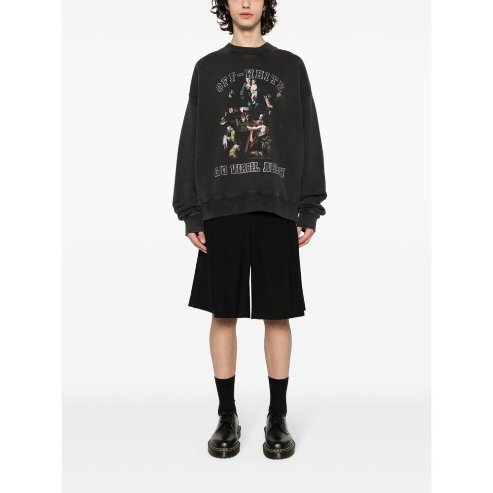 Off-white Caravaggio Mary Skate Logo Hoodie In Green