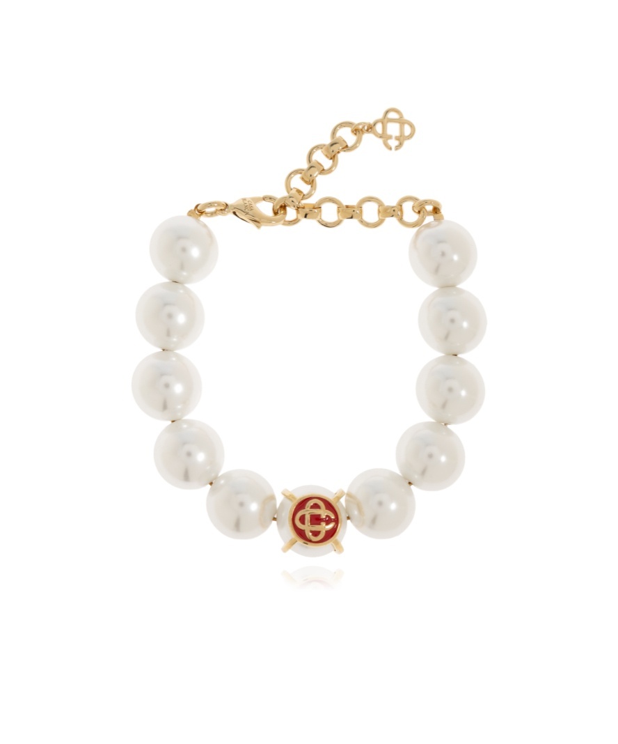 Casablanca Logo Pearl Bracelet In White
