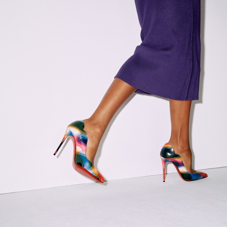 Christian Louboutin Womens Multi Hot Chick 100 Patterned Leather Courts In Multicolor