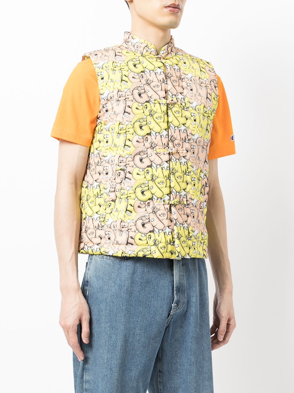 Comme Des Garçons Logo-print Padded Gilet In Multicolor