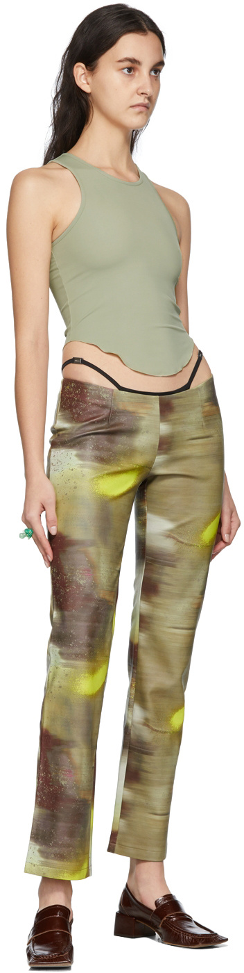 Miaou Multi-color Low-waisted Slim Casual Pants In Green