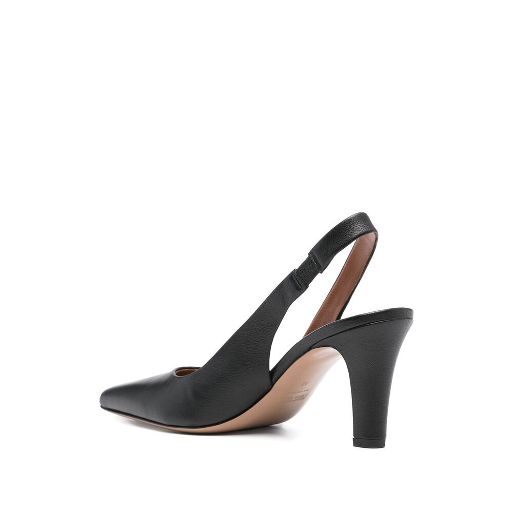 Paris Texas Slingback 75 Leather Block Heel In Black