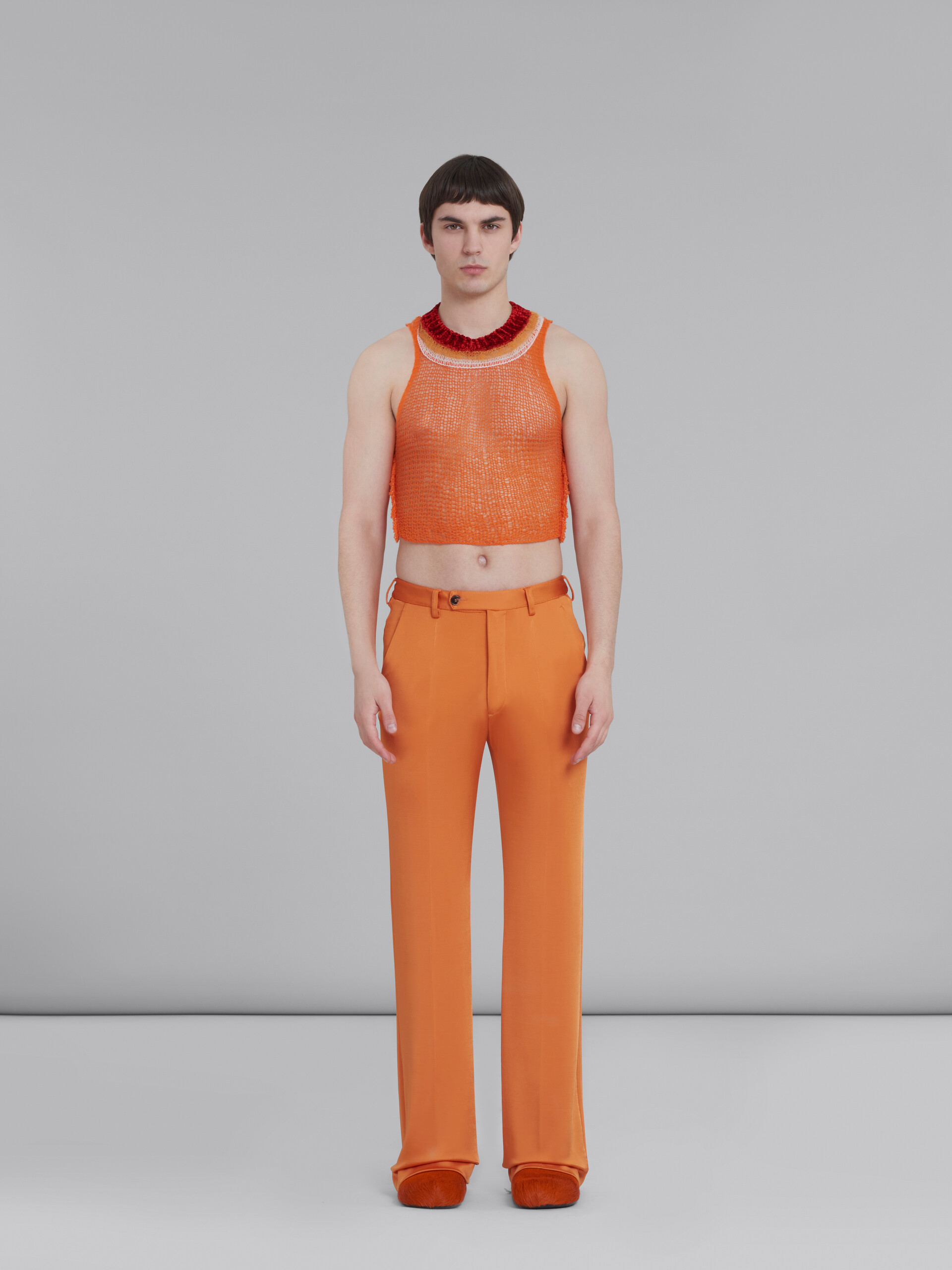 MARNI ORANGE WOOL-CASHMERE TOP WITH CUTOUT