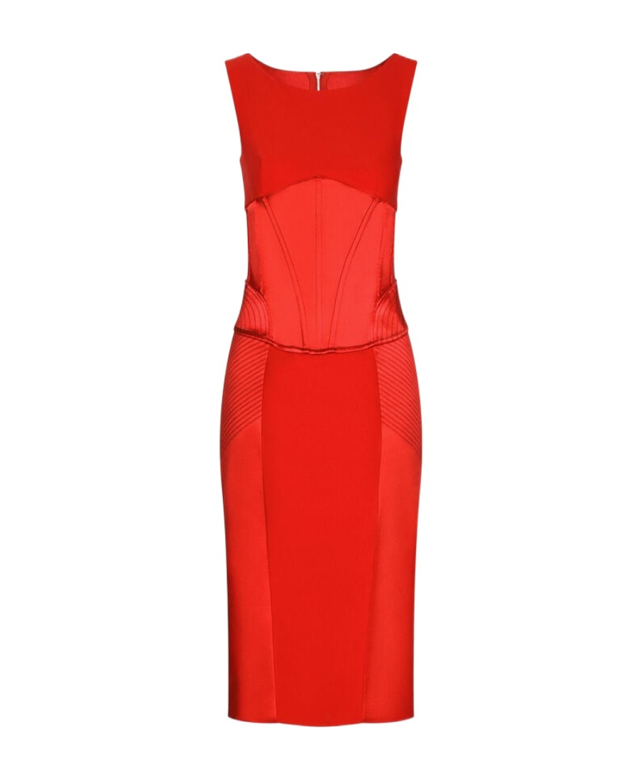 Dolce & Gabbana Panelled Sleeveless Midi Dress In Red