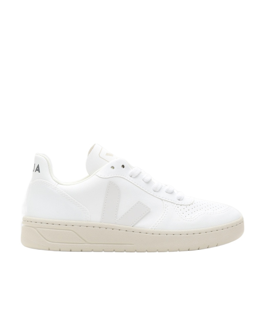 Veja White V-10 Lace-up Sneakers In White