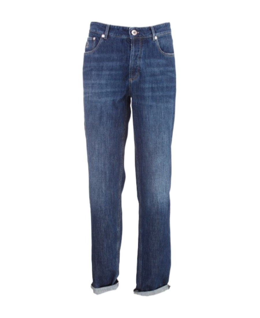Brunello Cucinelli Relaxed-fit Denim Trousers With Rolled Cuffs In Blue