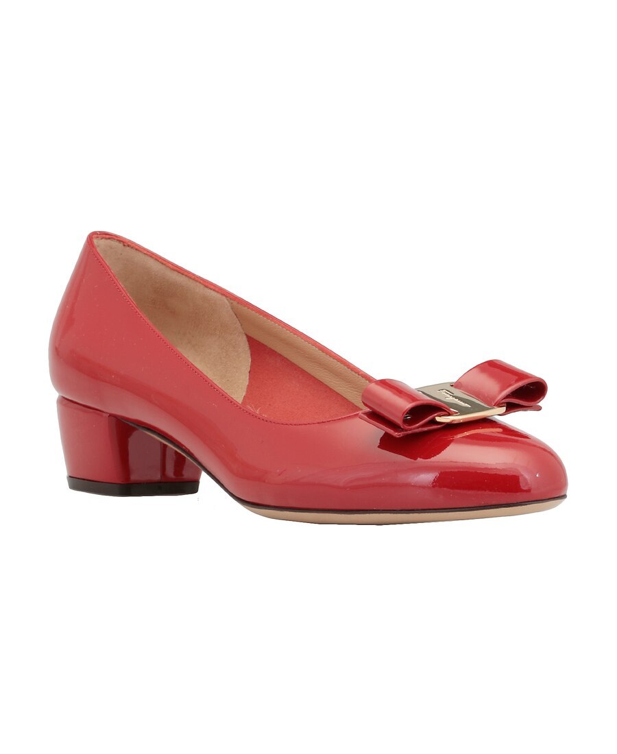 Ferragamo Vara Bow-detail Leather Pumps In Red